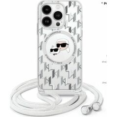 Karl Lagerfeld Karl Lagerfeld KLHMP16LHCKCKLCT iPhone    16 Pro 6.3" transparent hardcase IML Crossbody Monogram Karl & Choupette Head MagSafe