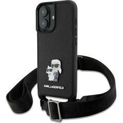 Karl Lagerfeld Karl Lagerfeld KLHCP16SSAKCPBK iPhone 16  6.1" czarny/black hardcase Saffiano Karl&Choupette Metal Pin CBDY Strap