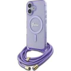 Guess Guess GUHMP16SHCTSGNSU iPhone 16 6.1"     fioletowy/purple hardcase Crossbody Cord Script MagSafe