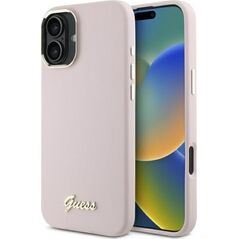 Guess Guess GUHCP16SSMBSLP iPhone 16 6.1"       różowy/pink hardcase Silicone Script Metal Logo & Frame