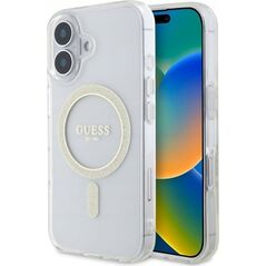 Guess Guess GUHMP16MHFGERET iPhone 16 Plus 6.7" transparent hardcase IML Glitter Circle MagSafe