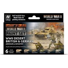 Vallejo Vallejo: 70.208 - Model Color - WWII Desert British & German Armour & Infantry (6 x 18 ml)