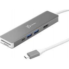 Stacja/replikator j5create j5create JCD390-N stacja dokująca Przewodowa USB 3.2 Gen 2 (3.1 Gen 2) Type-C Srebrny, Biały