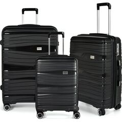 Stickn Kuffertsæt RW Travel Alfrida sort 20”/24”/28” PP-plast med TSA-lås