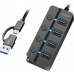 HUB USB LogiLink LogiLink USB 3.2 Gen1 Hub 4-Port Ein-/Ausschalter schwarz