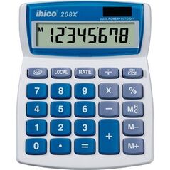 Kalkulator Rexel Rexel Ibico 208X Desktop Calculator White/Blue (Boxed), 109 mm, 155 mm, 155 mm