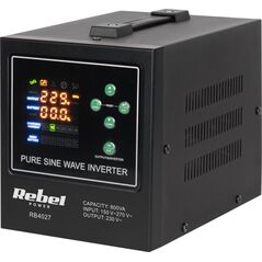 Przetwornica Rebel Zasilacz awaryjny Rebel POWER-800-LFP4 - przetwornica z czystym przebiegiem sinusoidalnym i funkcją ładowania  12V 230V 800VA/500W