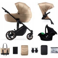 Wózek KinderKraft KINDERKRAFT stroller 3in1 PRIME 2 3IN1 MINK PRO SANDROSE BEIGE, KSPRIM02BEG300I