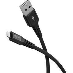 Kabel USB Goobay Super miękki kabel tekstylny Lightning USB-A z metalowymi złączami, 0,5 m, czarny - Długość kabla 0.5 m