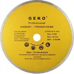 Geko Tarcza diam. 250mm 25.4mm Pełna GEKO PROFI(25)