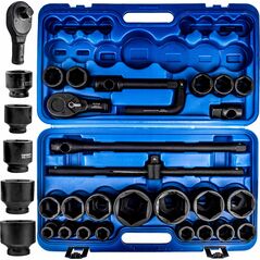 Forcekraft Zestaw narzędzi udarowych 26el. 3/4" (17-50mm) i 1" (55-65mm) (6-kątnych)