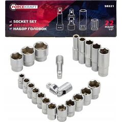 Forcekraft Zestaw nasadek 1/2" 22el. (6-kątnych)