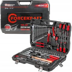 Zestaw narzędzi Forcekraft Zestaw narzędzi 1/4" i 1/2" 124el. (4-32mm) (6-kątnych)