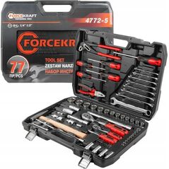 Zestaw narzędzi Forcekraft Zestaw narzędzi 1/4" i 1/2" 77el. (4-32mm) (6-kątnych)
