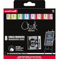 Usorteret Uni Kreidemarker-Set 8-tlg. PWE5 (weiß, gelb, grün, blau, violett, rot, orange, rosa)