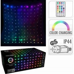 Lampki choinkowe Christmas decoration LAMPKI CHOINKOWE KURTYNA ŚWIETLNA ZEW/WEW 120 LED 300X60CM Z PILOTEM RGB