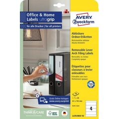 Avery-Zweckform L4761REV-10 61 x 192 mm Papir Hvid 40 stk Kan fjernes igen Mappe-etiketter Bläck, Laser, Kopi