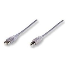 Kabel USB Manhattan USB-A - USB-B 3 m Srebrny (340458)
