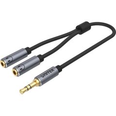 Kabel Unitek Jack 3.5mm - Jack 3.5mm x2 0.2m czarny (Y-C956ABK)
