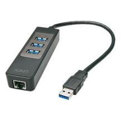HUB USB Lindy 1x RJ-45  + 3x USB-A 3.0 (43176)