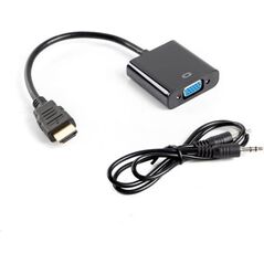 Adapter AV Lanberg HDMI - D-Sub (VGA) + Jack 3.5mm czarny (AD-0017-BK)