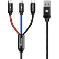 Kabel USB Baseus USB-A - USB-C + microUSB + Lightning 1.2 m Czarny (31567-uniw)