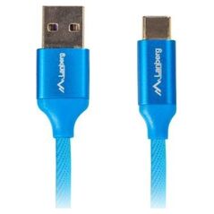 Kabel USB Lanberg USB-A - USB-C 0.5 m Niebieski (CA-USBO-22CU-0005-BL)
