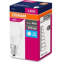Ledvance OSRAM LED VALUE ClasP 230V 5,7W 840 E14 noDIM A+ Plast matný 470lm 4000K 10000h (krabička 1ks)
