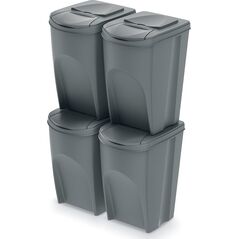 Kosz na śmieci Prosperplast Sortibox do segregacji 4 x 35L szary (IKWB35S4-405U)