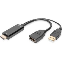 Adapter AV Digitus DIGITUS 4K HDMI Adapter - HDMI auf DisplayPort 0,2m schwarz