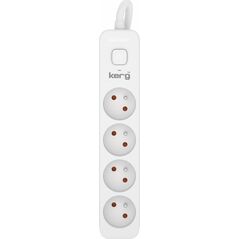 Kerg Przedłużacz KERG z wyłącznikiem-4 gniazda-biało-szary-1,5m-16A-H05VV-F-3x1,5mm2