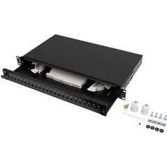 Moduł SFP Lanberg Przełącznica światłowodowa Lanberg 24xST / 24xFC D-HOLE RACK 19" 1U Czarna + akcesoria