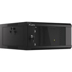 Szafa Lanberg SZAFA INSTALACYJNA RACK WISZĄCA 19" 4U 600 CZARNA DRZWI SZKLANE LANBERG (ZŁOŻONA)
