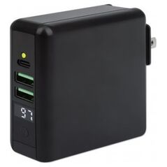 Szybkozłączka Prestigio Manhattan cestovní nabíječka a powerbanka, 4-in-1, 8.000 mAh,  Interchangeable US/EU/UK Plugs, černá