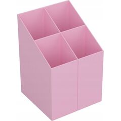 ICO Przybornik na biurko ICO kwadratowy, plastikowy, 4 komory, pastelowy różowy