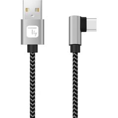 Techly Kabel USB 2.0 Typ-C Kątowy na Typ-A 2m 3A Szybki w Oplocie