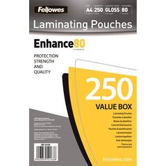 Fellowes Fellowes A4 Glossy 80 Micron Laminating Pouch - 250-pack - 5312903