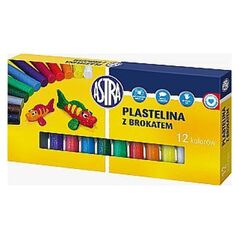 Astra Plastelina 12 kolorów brokat