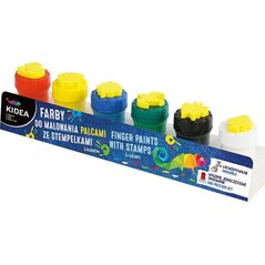 Derform Farby do malowania palcami ze stemplami 6szt KIDEA