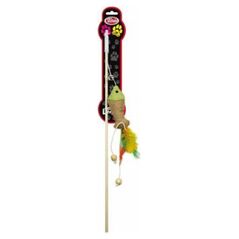 Aqua Nova PETNOVA ZABAWKA D/KOTA WEDKA Z RYBKA+PIORA 40CM CAT-ROD-WOOD-4 4241