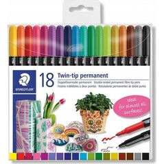 Staedtler Flamastry dwustronne wodoodporne 18 kolorów