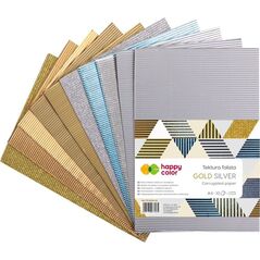 Happy Color Tektura falista A4 Mix gold/silver 10 arkuszy