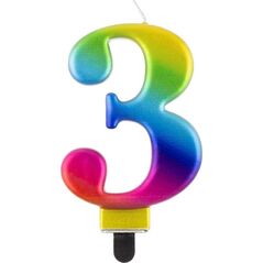 GoDan Świeczka urodzinowa "3" multikolor 8cm