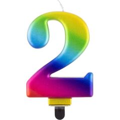 GoDan Świeczka urodzinowa "2" multikolor 8cm