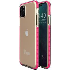 Hurtel Spring Case pokrowiec żelowe etui z kolorową ramką do iPhone 11 Pro Max ciemnoróżowy