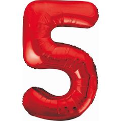 GoDan Balon foliowy Cyfra 5 czerwona, 85cm