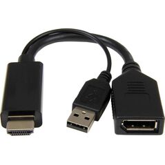 Adapter AV Gembird HDMI - DisplayPort + USB-A czarny (A-HDMIM-DPF-01)