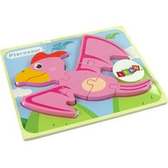 LeanToys Drewniane Puzzle Dinozaur Pterodaktyl Różowy