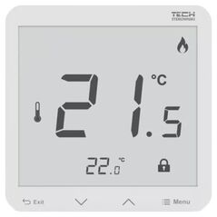 Tech Regulator pokojowy, bezprzewodowy R-8pb PLUS, bateryjny, montaż podtynkowy, biały STR8PBPLUSWH