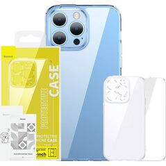 Baseus Zestaw ochronny Baseus SuperCeramic przeźroczyste, szklane etui i szkło hartowane do iPhone 14 Plus